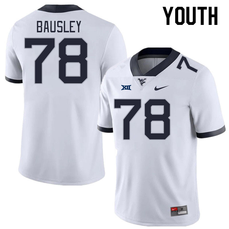 Youth #78 Xavier Bausley West Virginia Mountaineers College Football Jerseys Stitched Sale-White